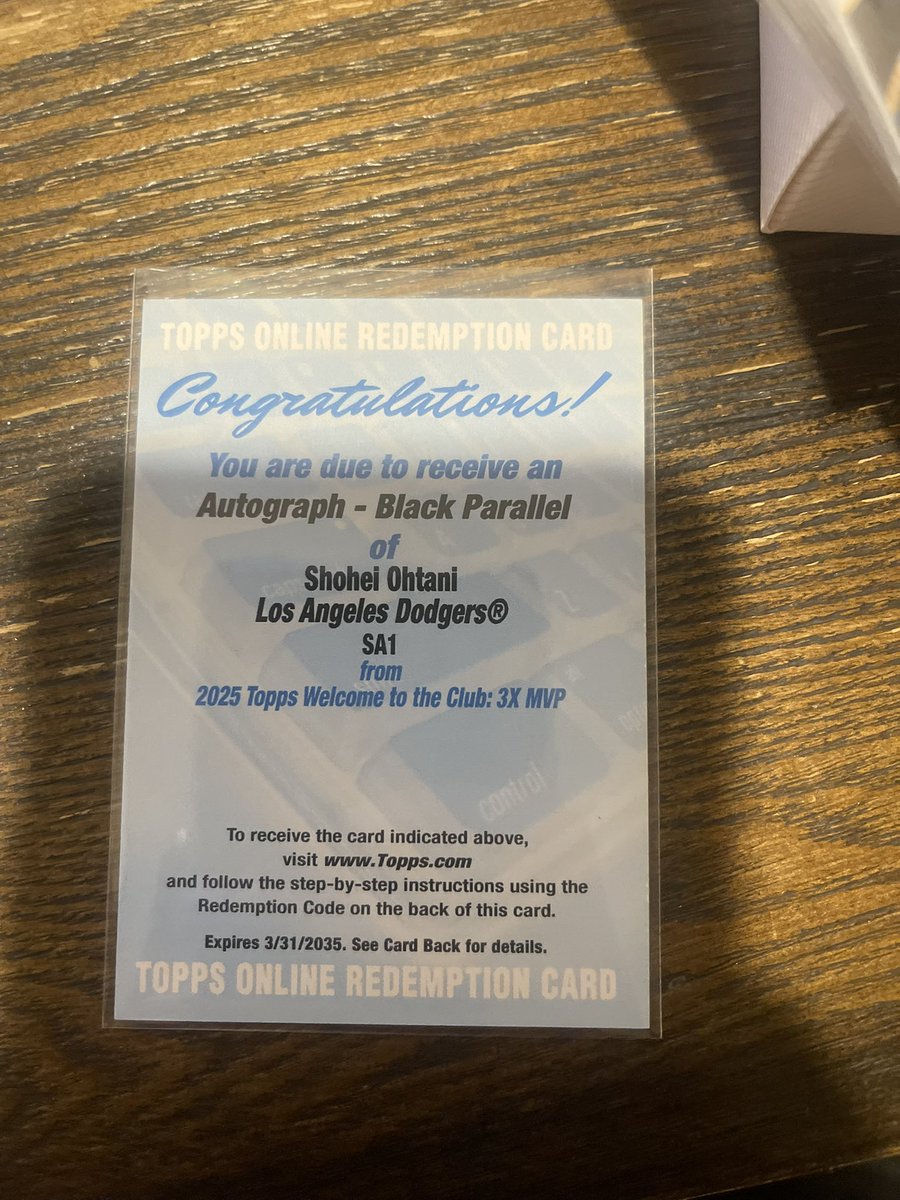MaFreech's tweet photo. Just pulled my first ever redemption card and it was an EPIC one for sure - from the @Topps 2025 Welcome to the Club: 3X MVP, Shohei Ohtani Auto /10 Black Parallel LETS GO!!!!!!! 1st ever Shohei Ohtani Auto 🦾🦾🦾 https://t.co/PGz3Q6MTE9