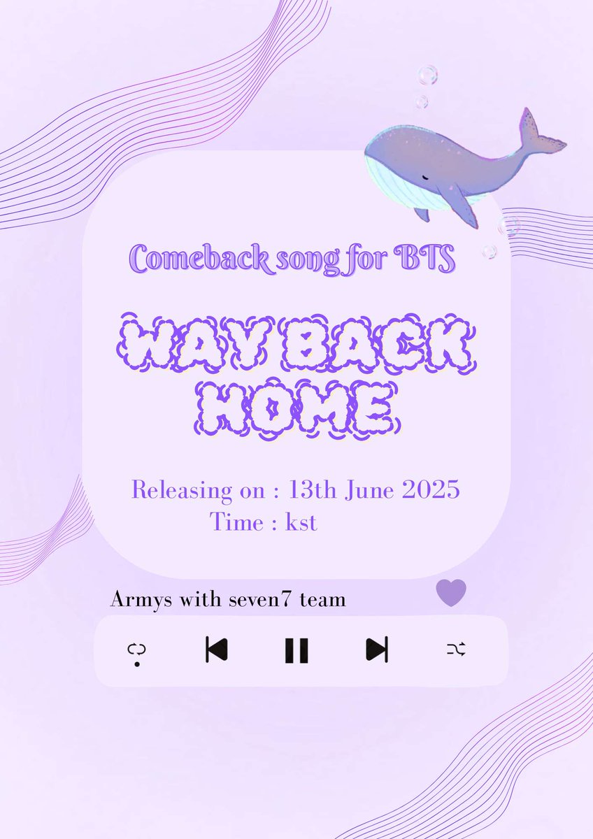 ARMYsWITHSEVEN7's tweet photo. (song title release - #projectwaybackhome )๐ก๐๐๏ธ
Attention!! Army's ๐ฉท those who want to contribute follow steps
<Share this poster to your post>
<Do use caption #Projectwaybackhome >
<Tag or mention our Twitter/Instagram/Facebook>
#projectsongforBTS2025 https://t.co/XqOmWwUt6M