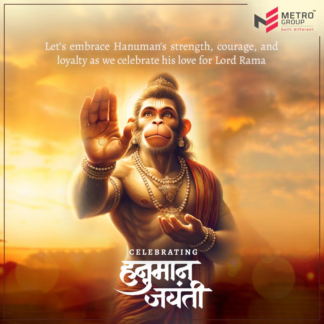 MetroGroupIndia's tweet image. Metro Group wishes you and your family a blessed Hanuman Jayanti!
May Lord Hanuman bless you with strength, courage, and success on this auspicious day. 
#HanumanJayanti #MetroGroup #RealEstateWithValues #NaviMumbai #BlessedHomes #BuildingTrust #HanumanJayanti2025