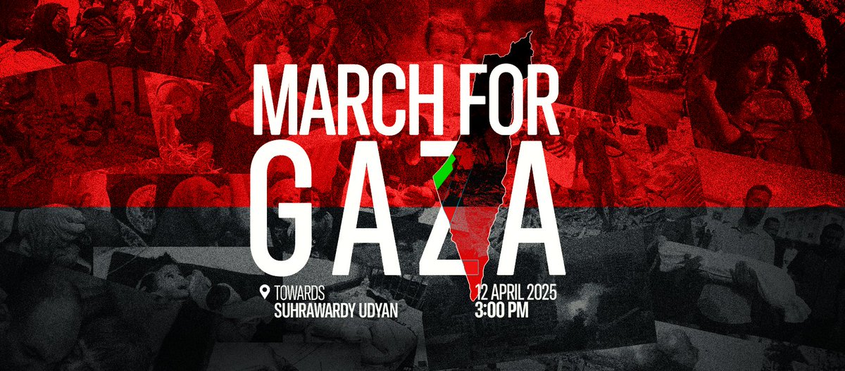 noraalamone's tweet photo. #MarchForGaza #GazaStarving‌‌ 
March Directions:
Starting Point 1. Bangla Motor
Starting Point 2. Kakrail Intersection
Starting Point 3. Zero Point
Starting Point 4. Bakshibazar Intersection
Starting Point 5. Nilkhet Intersection https://t.co/ILvvkva4el
