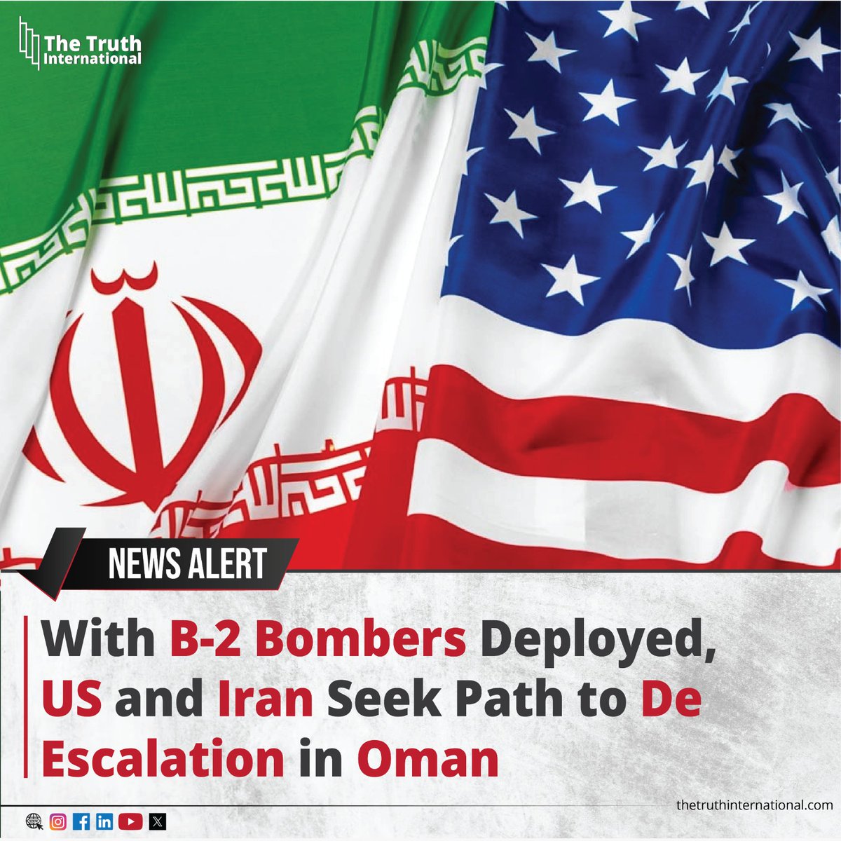 ttimagazine's tweet image. With B-2 Bombers Deployed, US and Iran Seek Path to De-Escalation in Oman

For Detail
thetruthinternational.com/international/…

#bombers #deployed #US #iran #seek #path #escalation #oman #tti