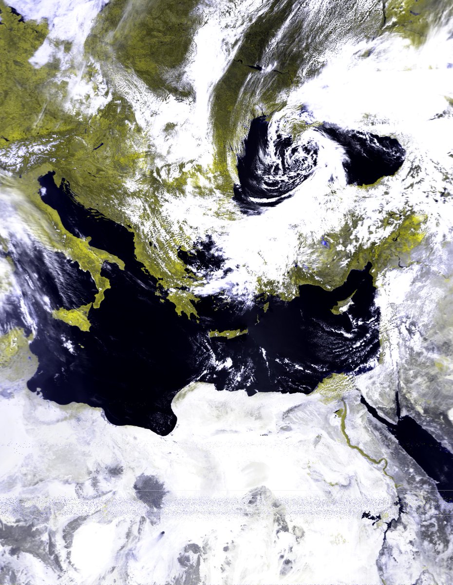SV1CAL's tweet photo. NOAA 18, 2247.5 MHz, AOS 0916 UTC https://t.co/zS4iXMNbNQ