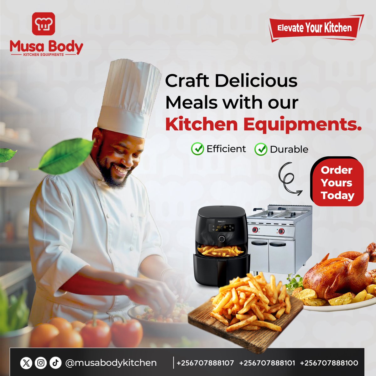 MusabodyKitchen's tweet photo. It’s a weekend! And your partner needs to taste that meal. Craft delicious meals with our efficient kitchen equipments.

Contact us and shop now ☎️ 
0707888107 / 0707888101

#weekend #jesa #kitchenequipments https://t.co/QVXkcqGi4G