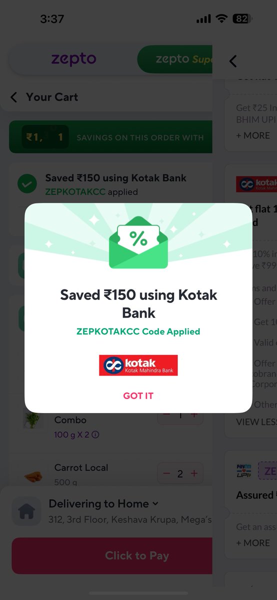 narasimhatweets's tweet photo. @zeptocares is a straight-up SCAM.

And their “10% off with Kotak Credit Card” offer? Pure fiction. Doesn’t apply even when you meet all conditions.
This isn’t a glitch. This is planned deception.
Zepto is fooling customers to make you buy more and pay more.

#consumerfraud https://t.co/wtUVxZbzrq