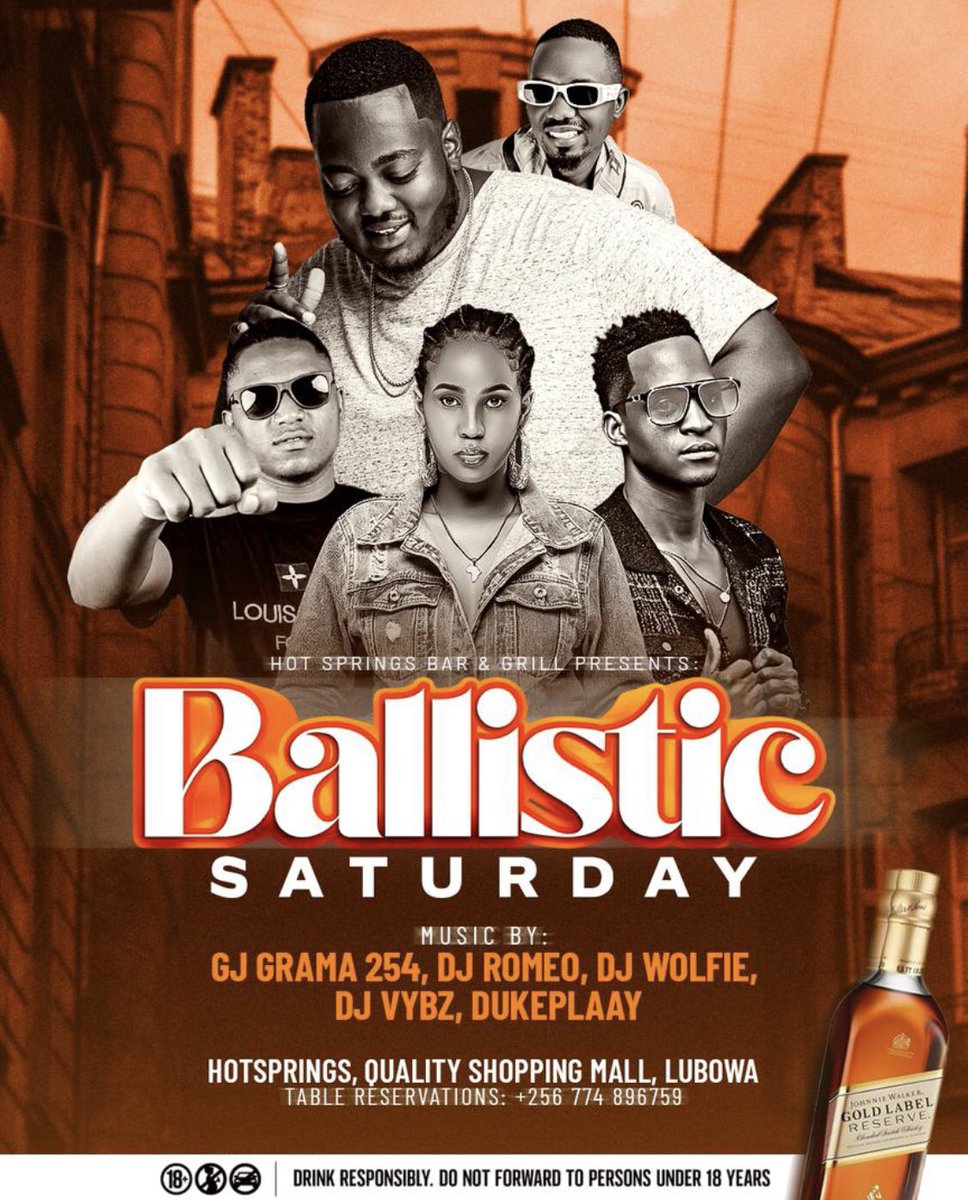 DJ_Wolfie256's tweet photo. Lubowaβs hottest night is here!
Join us for #BallisticSaturday at @HotLubowa π―π₯
Music by your favorite DJs and MCs.β‘οΈβ‘οΈ https://t.co/aeiLbiSNnb