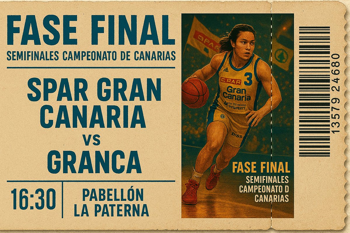 Andrea_Hdez_3's tweet image. Ven a vernos!
¡Hoy gran cita!
FASE FINAL - Semifinales Campeonato de Canarias
SPAR Gran Canaria vs Granca
⏰ 16:30h
📍 Pabellón La Paterna

¡Vamos equipo! #FaseFinal #Canarias #Baloncesto #VamosSpar