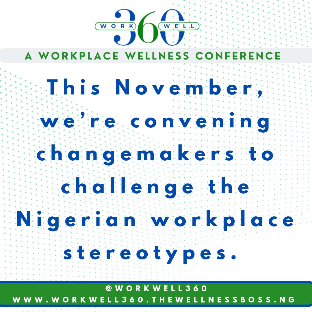 workwell360's tweet photo. Then be among the first to register EARLY for our workplace wellness conference coming in November.
Link is in our bio
Or click here https://t.co/2K41ZfFJbJ 
#workplacewellnessconference #conferenceinlagos #Wellness #companyculture https://t.co/S8LlSSJ3dh