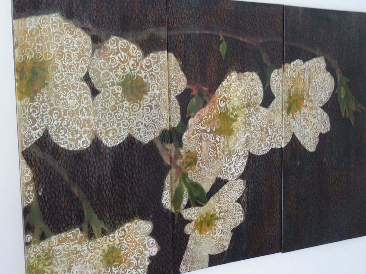 Bought this triptych in Hendersons veggie cafe in Edinburgh about 15 years ago, it was done by a student, I've no idea of their name, love it, can you share please, I'd love to know if they're still painting !