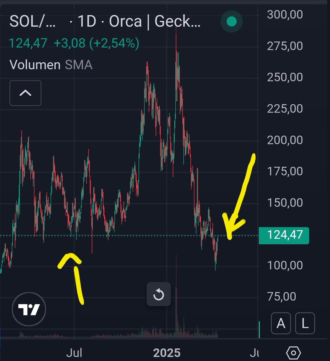 As you can see, $sol and all crypto in general, broke down support and now is retesting. If it cant break and reclaim back up, this obviously would mean bear market.