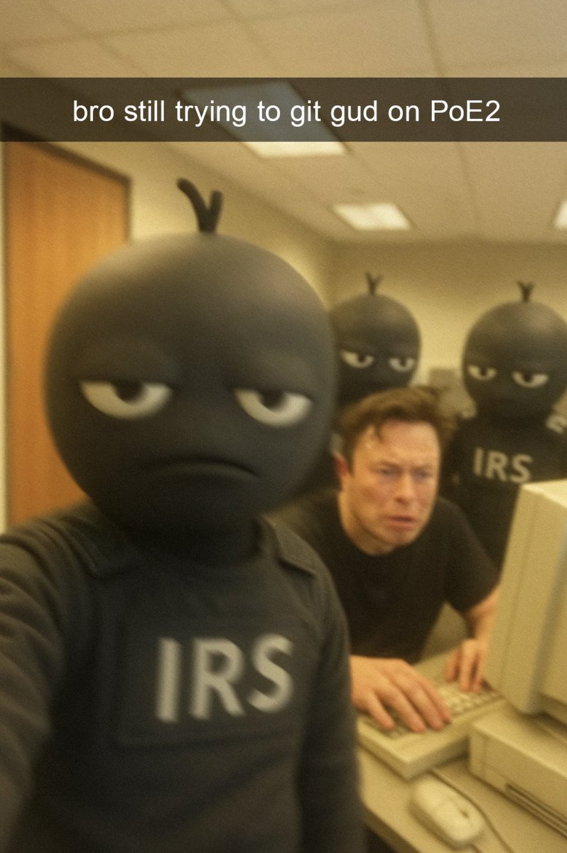 irstaxover's tweet photo. elon just fired another agent so he can use his computer to play Path of Exile 2... https://t.co/o67S1XAVGK