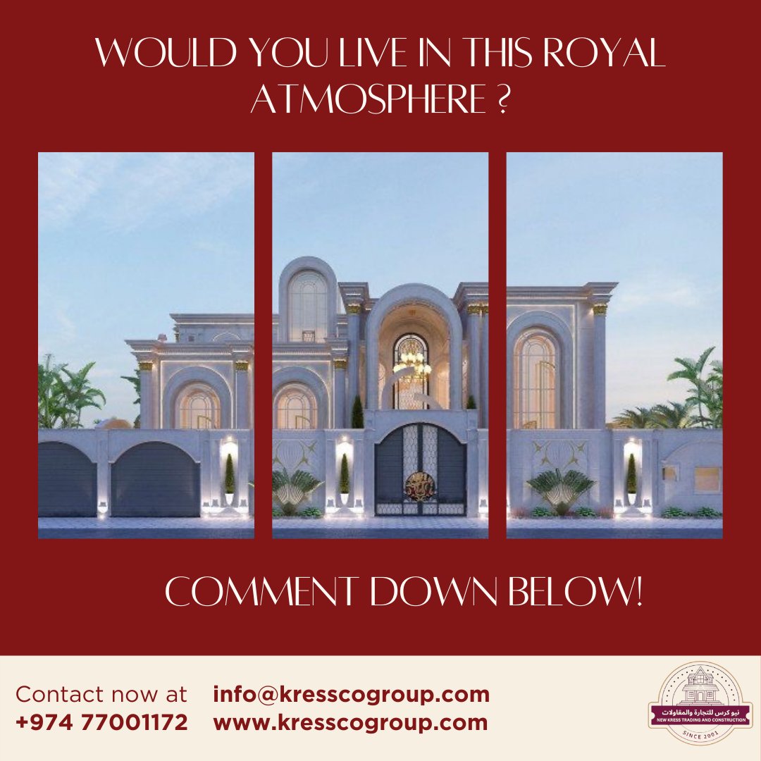 KressCoGroup's tweet photo. From concept to creation, your dream villa begins with New Crest Trading &amp; Contracting. Whether building, expanding, or upgrading interiors, we blend innovation, quality, and style to craft homes that reflect your vision. Contact us to build something extraordinary!
#LuxuryVilla https://t.co/G9LaSsKwa9