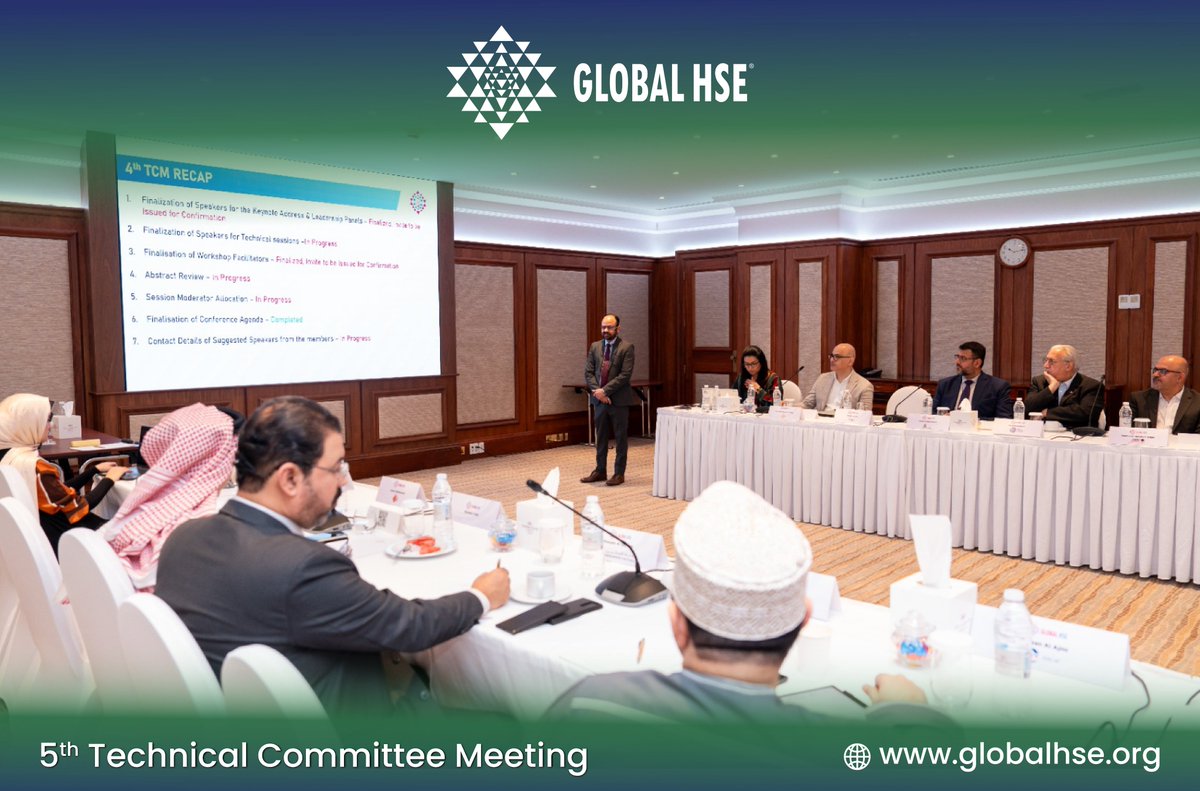 GlobalHSE_Event's tweet image. The 5th Technical Committee Meeting for the 9th edition of the Global HSE Conference &amp;amp; Exhibition was successfully held on 10th April 2025

We extend our sincere thanks to all committee members for their valuable insights and continued support.

#GlobalHSE2025 #TechnicalCommittee