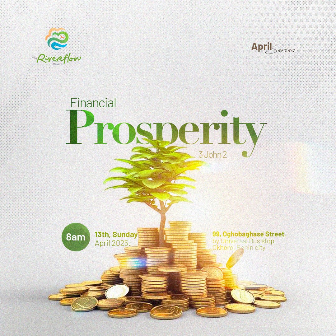 riverflwchurch_'s tweet photo. Experience Financial Prosperity!
Join us tomorrow at 8:00 AM for a powerful encounter at 99 Oghobaghase Street, by Universal Bus Stop, Okhoro, Benin City.
Step into God’s plan for abundance—your next level awaits!
#RiverflowChurch #FinancialProsperity #3John2 #AprilSeries https://t.co/f6QWovXndL