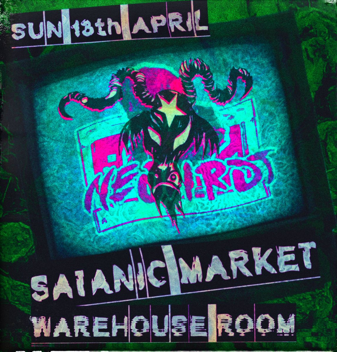 Tomorrow I'll be at the Satanic Market! Warehouse Floor! Come burn your eyes at my neon wares!