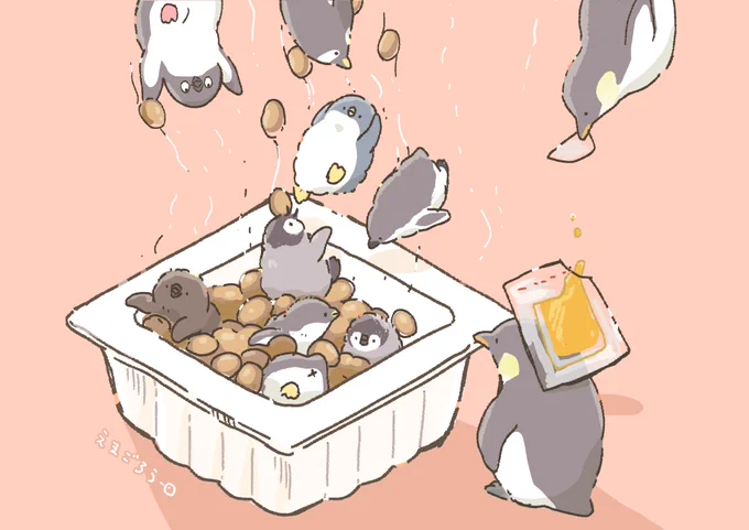 無重力納豆#penguin #ペンギン 