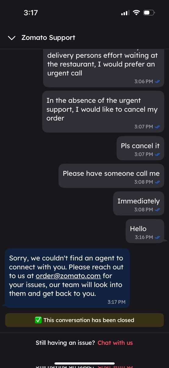 ReshmaJee's tweet photo. @zomatocare @zomato poor delivery guy is sitting at this stupid restaurant for 30 mins now and you are not bothered. Neither cancelling order not giving assistance https://t.co/WuYb50rzOq