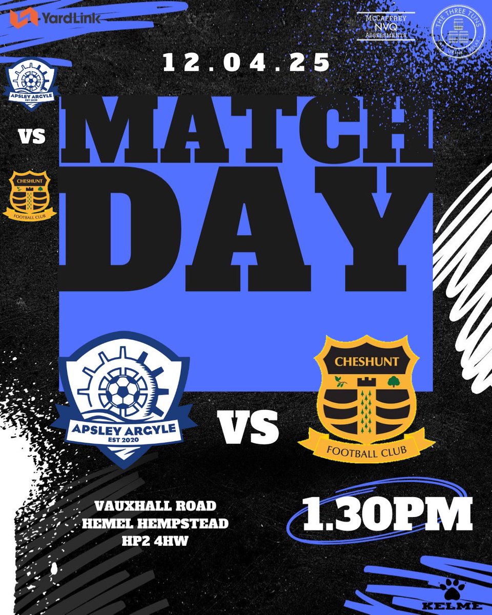 ApsleyFC's tweet image. 🔵⚽️ MATCH DAY ⚽️🔵

Final home game of the season, huge game for us today. 

Sun is shining, come and support the lads! 

Bar is open 🍻☕️

🆚 Cheshunt FC Development
📍 Vauxhall Road, Hemel Hempstead, HP2 4HW 
⏰ 1.30pm
🎟️ Free

#UptheArgyle