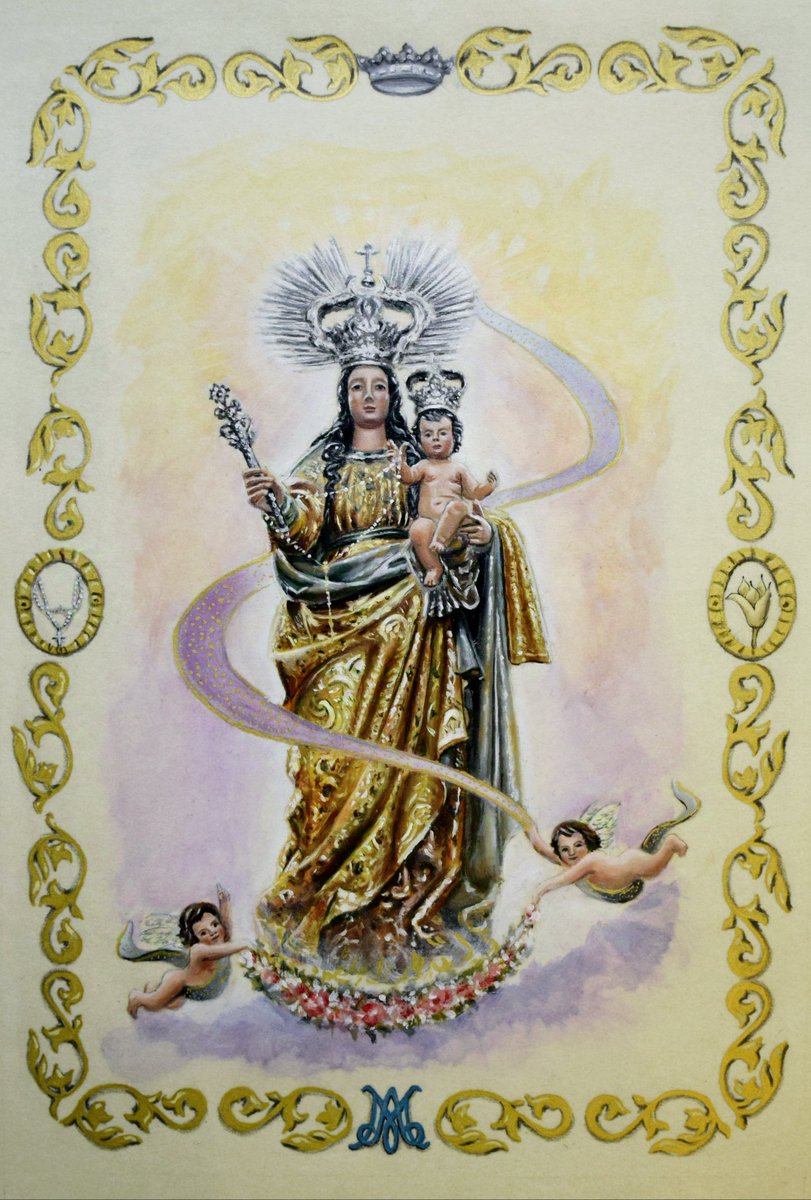 Vitelas para el libro de Regla de la Hermandad y Cofradía del Santísimo Cristo de la Corona y nuestra señora del Rosario.
Óleo sobre pergamino tratado.
Medidas:  29,7 x 42 cm.