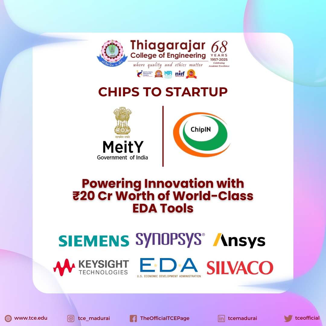 tceofficialpage's tweet image. 🎉 TCE joins the CHIPS TO STARTUP initiative by MeitY &amp;amp; ChipIN with ₹20 Cr worth EDA tools from Siemens, Synopsys, Ansys &amp;amp; more! 🚀🔧
#ChipsToStartup #TCE #EDAtools #Innovation #SemiconductorIndia