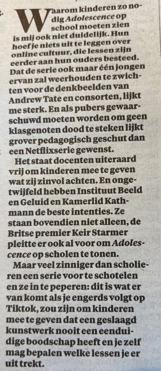 Uitstekende conclusie column <a href="/rjduin/">Roelf Jan Duin</a> in Parool over Adolescense