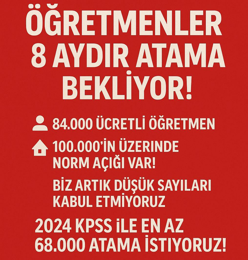 Yıllardır hayalini kurduğumuz meslek için 68 bin öğretmen ataması bekliyoruz
<a href="/RTErdogan/">Recep Tayyip Erdoğan</a> <a href="/EmineErdogan/">Emine Erdoğan</a> <a href="/_cevdetyilmaz/">Cevdet Yılmaz</a> <a href="/hasandogan/">Hasan Doğan</a> <a href="/fahrettinaltun/">Fahrettin Altun</a> <a href="/tcbestepe/">T.C. Cumhurbaşkanlığı</a> <a href="/cbsbb/">T.C. Cumhurbaşkanlığı Strateji ve Bütçe Başkanlığı</a>
<a href="/Yusuf__Tekin/">Yusuf Tekin</a> <a href="/memetsimsek/">Mehmet Simsek</a> <a href="/aerdemcantimur/">Abdullah Erdem Cantimur</a> <a href="/ilhan_hatipoglu/">Dr. İ. İlhan Hatipoglu</a> <a href="/cftcblnt/">Bülent ÇİFTCİ</a> <a href="/akbasogluemin/">Av. M.Emin AKBAŞOĞLU 🇹🇷</a>
#ÖğretmeneKabineden68BinAtama