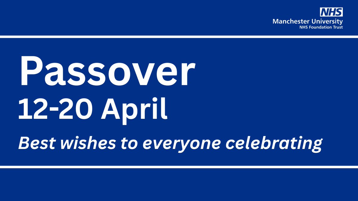 Today marks the start of Passover - best wishes to our colleagues and patients who are celebrating over the coming week.