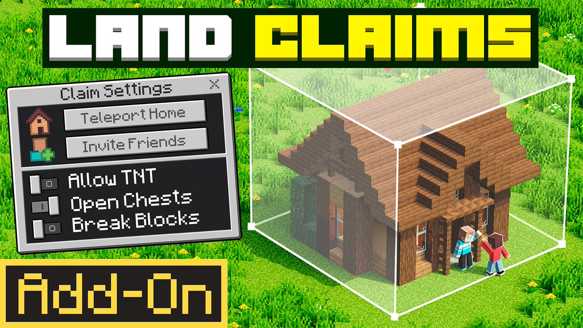 CubicalBV's tweet photo. FINALLY! Land Claims is coming to the #minecraft marketplace on the 15th of April!✨

Create claims in Minecraft Bedrock to fully secure your bases. Make claims and prevent griefing!

See the full trailer! https://t.co/SV5PBIfrzo https://t.co/4bwDSKd02t