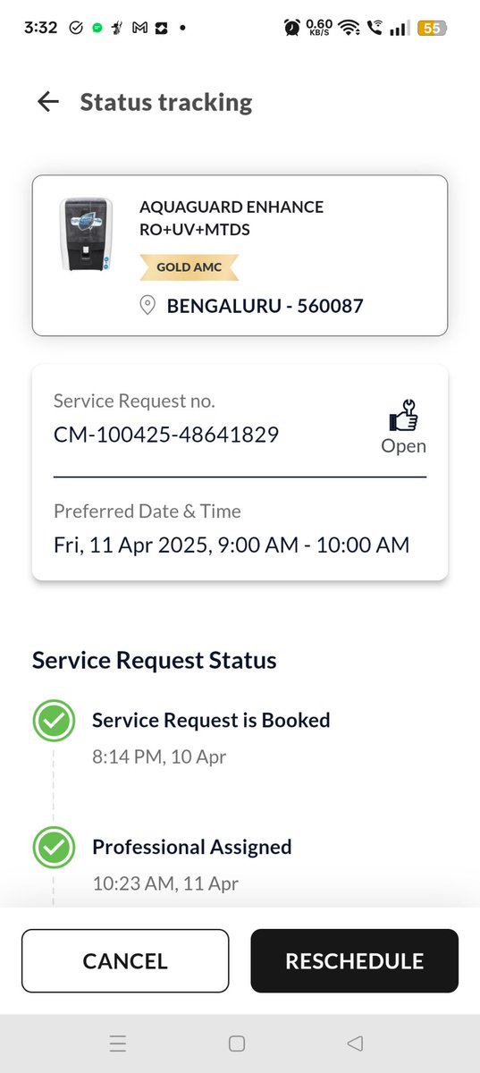 Aby_Thomas_'s tweet photo. @EurekaForbes I have raised a service request(CM-100425-48641829) for my water purifier which is having AMC.The request was supposed to be attended on friday.Till now no one contacted.highly disappointed.need resolution asap https://t.co/Prv7NfouWO
