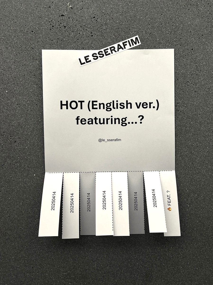 le_sserafim's tweet photo. ‘HOT (English ver.)’ featuring...? 🎙️🔍
2025.04.14. 1PM (KST) | 12AM (ET)

#LE_SSERAFIM #르세라핌
#LE_SSERAFIM_HOT https://t.co/HFFA3QVal2