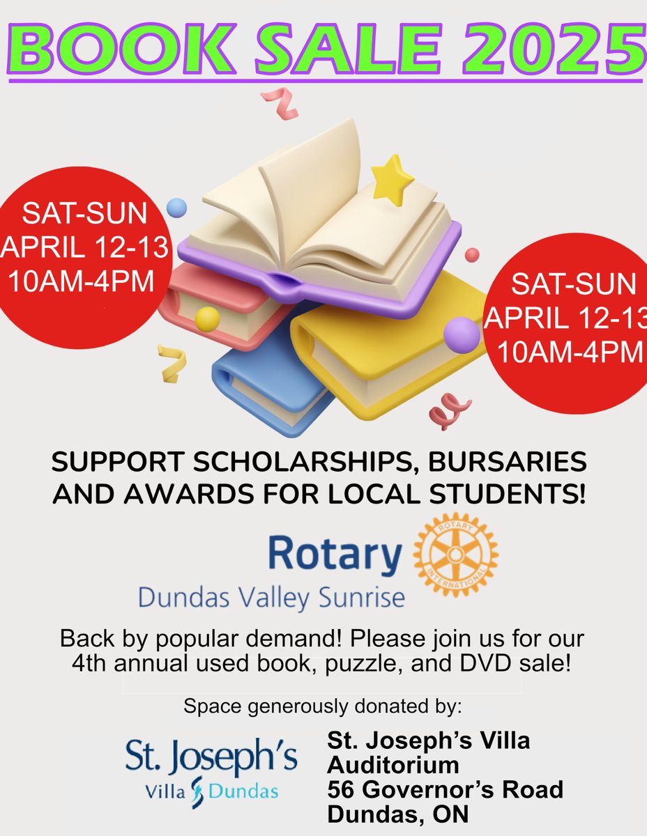 Book Sale This Weekend April 12 &amp; 13.