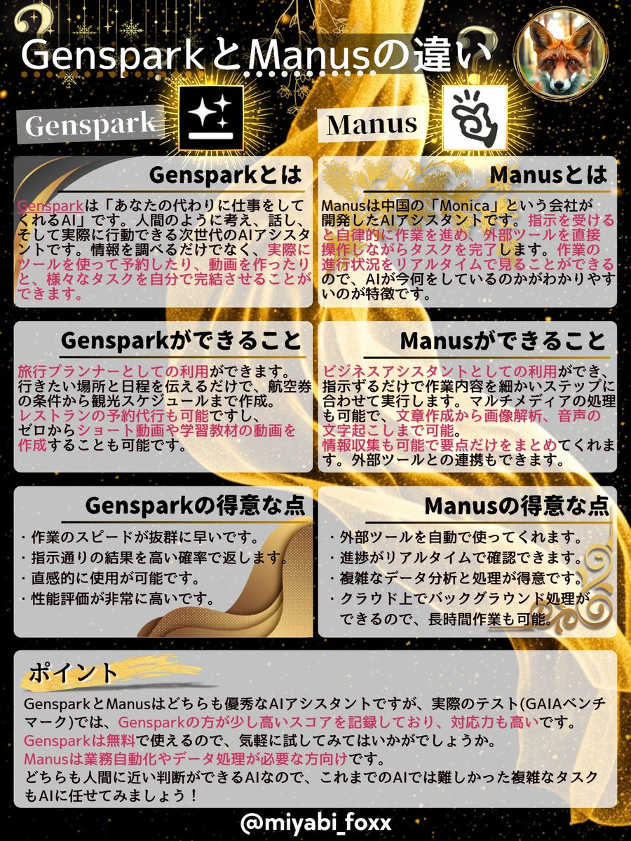 いつもより本気です...今話題の「2大AIエージェント」について徹底比較してみました。

【4月14日】までに「いいね＆リポスト」で、【Gensparkで質の高いスライドを一発生成する方法】をスライド10枚で解説した資料を渡します。