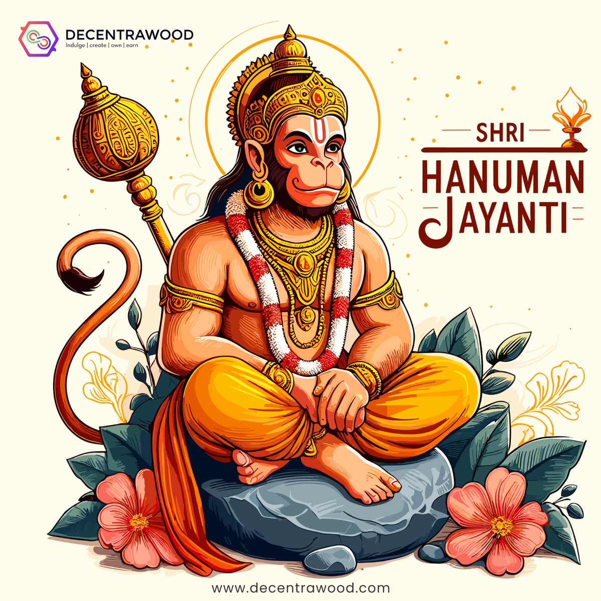 DecentrawoodC's tweet photo. ✨ On this auspicious day of Shri Hanuman Jayanti, Decentrawood pays tribute to the symbol of strength, devotion, and courage.

#HanumanJayanti2025 #Decentrawood #JaiHanuman #DivineStrength #HanumanBlessings #Web3WithValues #DigitalBharat https://t.co/syElK1HwTf