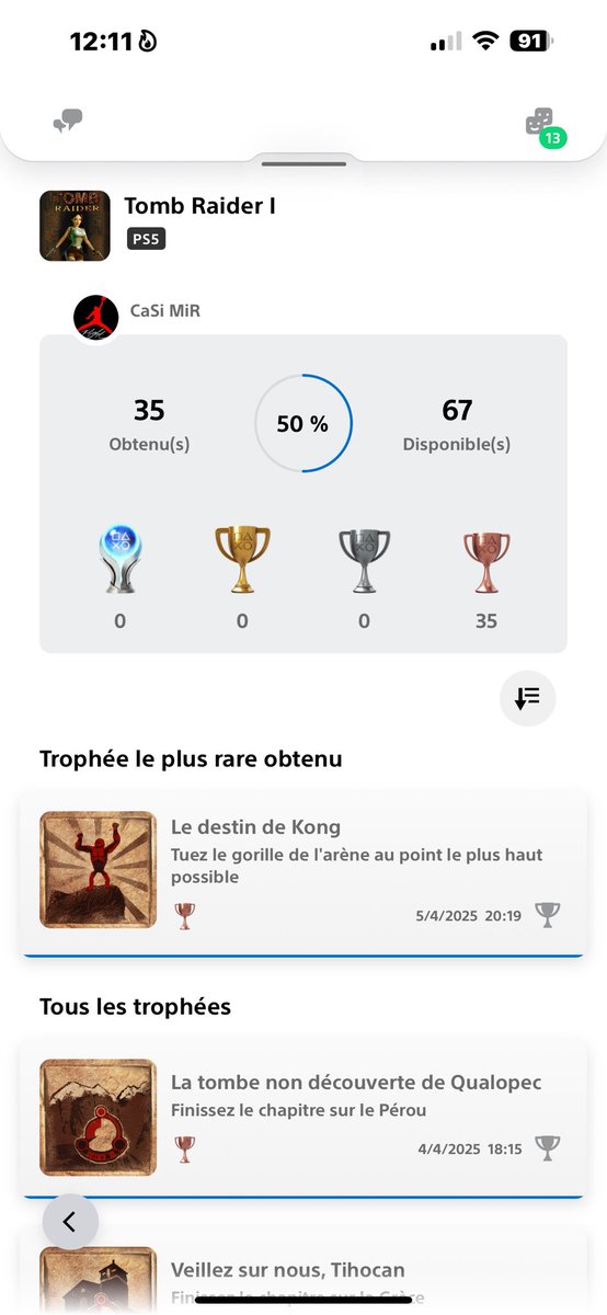 Tomb Raider 1 fini ! Je ne vise pas le platine, mais ça fait plaisir de le refaire presque 20ans après 😬. Je vais me refaire un autre run histoire de faire quelques autres trophées.