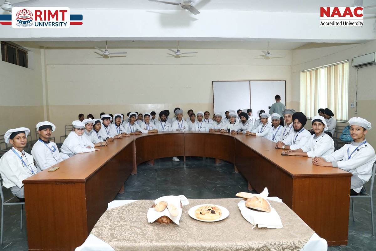 RimtUniversity's tweet image. RIMT’s Hotel Management Dept hosted an amazing Artisan Bread Making Workshop with Chef Shubham from Radisson Blu, Jalandhar! Students got hands-on with sourdough, proofing, and baking—blending skill with passion. #RIMTUniversity #BreadMakingWorkshop #FutureChefs #CulinaryArts