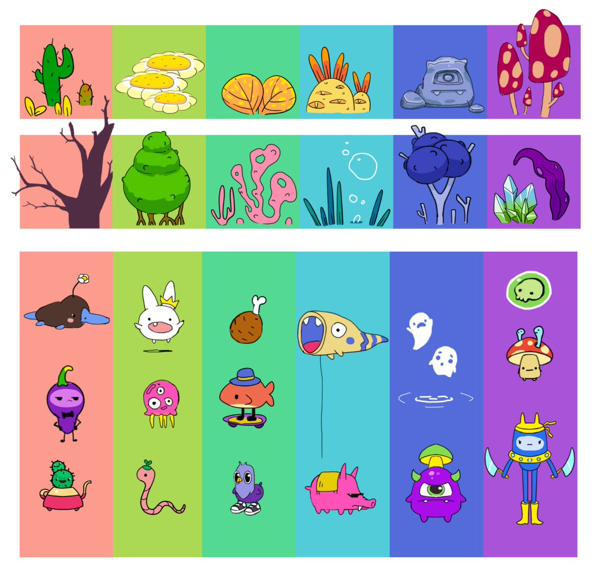 luden_io's tweet photo. Oh, is it #screenshotsaturday again? Sure, no problem! 

Here are a couple of character mood boards. Two artists, one gameplay, nothing is set in stone yet (except for those stone things)! 

Follow us for more details, there will be a lot. #IndieGameDev #indiegame