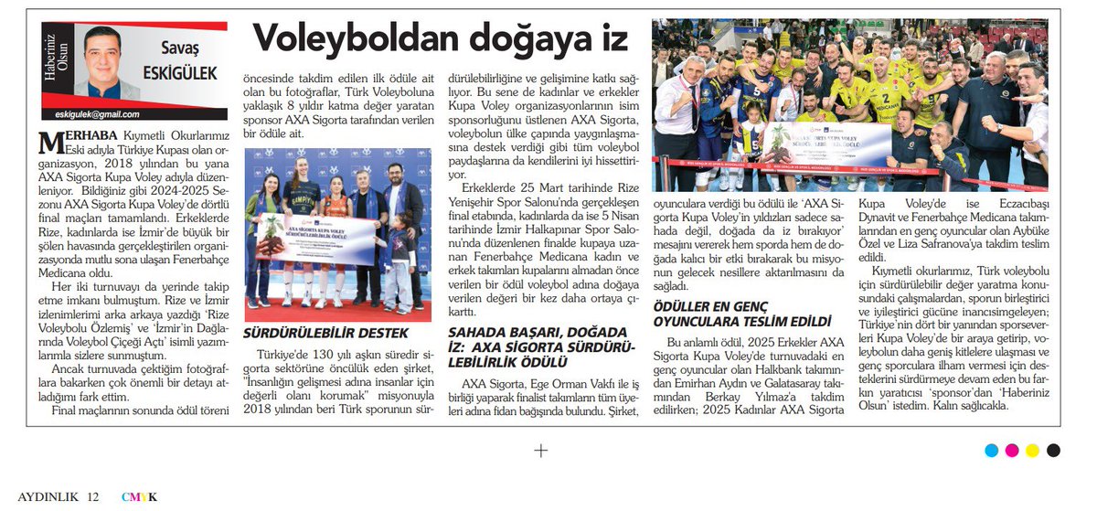 #VoleyboluÇokSeviyoruz #Sürdürülebilirlik <a href="/TVForgtr/">Türkiye Voleybol Federasyonu</a> <a href="/AXA_Turkiye/">AXA Sigorta</a>  🏐🏐teşekkürler <a href="/savaseskigulek/">Savaş Eskigülek</a> 🙏🏐🏐 
<a href="/edaerdem14/">Eda Erdem</a> <a href="/sportstv/">sportstv</a> <a href="/voleybolmagazin/">Voleybol Magazin</a> <a href="/VAktuel/">Voleybol Aktüel</a>