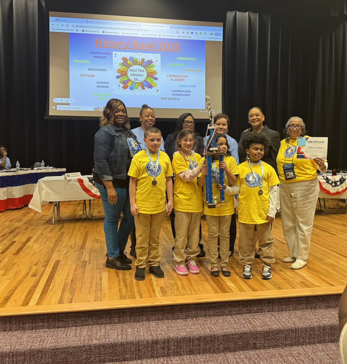 SLMillaci's tweet image. The renaissance of the @PortsVASchools History Bowl was a huge success yesterday! Congratulations to Cradock Elementary on their victory! Great job by the Social studies team led by @KarlaJakubowski. Special thanks to moderator @cardellpatillo who controlled the room expertly!