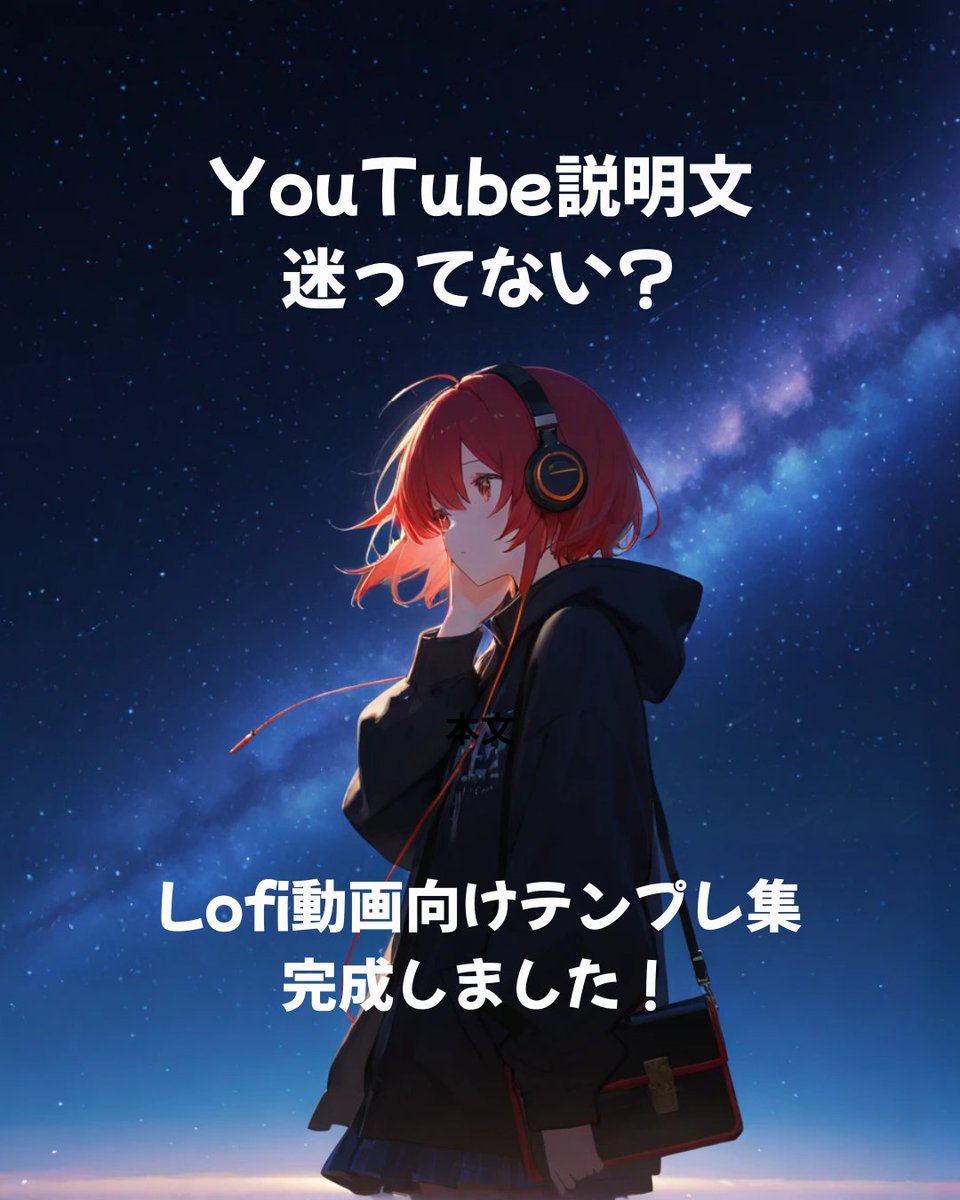 Lofi_Text_Shop's tweet photo. Lofi動画クリエイター向け📄  
「説明文テンプレ10選」販売中です！

🎧 雨音／チル／勉強用  
🌍 英語訳つき  
🏷 タグ例付き  
▶ 全部コピペOK！

初心者さんでも「再生される説明文」が今日から書けます✨

プロフリンクから！

#lofimusic #デジタル販売 #説明文テンプレ #BASEで販売中 https://t.co/THlZAhHk88