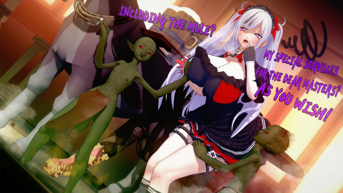 AxisLuminous's tweet photo. Elbe is putting her all into her side job, showing those goblins and their horse some hospitality.

#azurlane #zoophilia #beastiality #koikatsu #goblin #horsecock #smegma https://t.co/EKvkYE5LRE