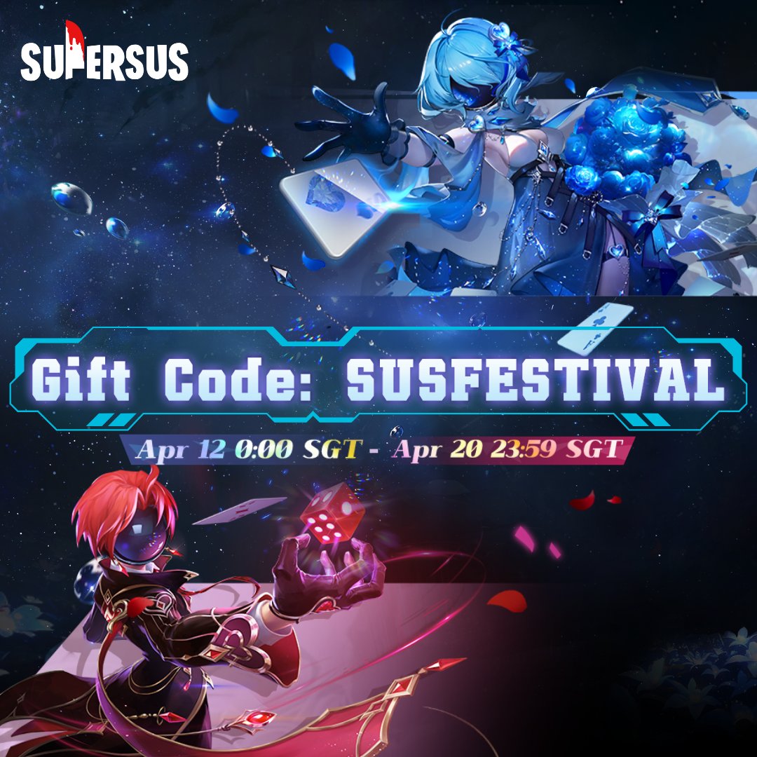 supersusgame's tweet photo. 🌙To celebrate the latest events, we want to share a special gift code! 🥳
Enter the code 👉 SUSFESTIVAL and get FREE items🤩

#supersus #supersusgame #supercode https://t.co/ijoWRSPtbx