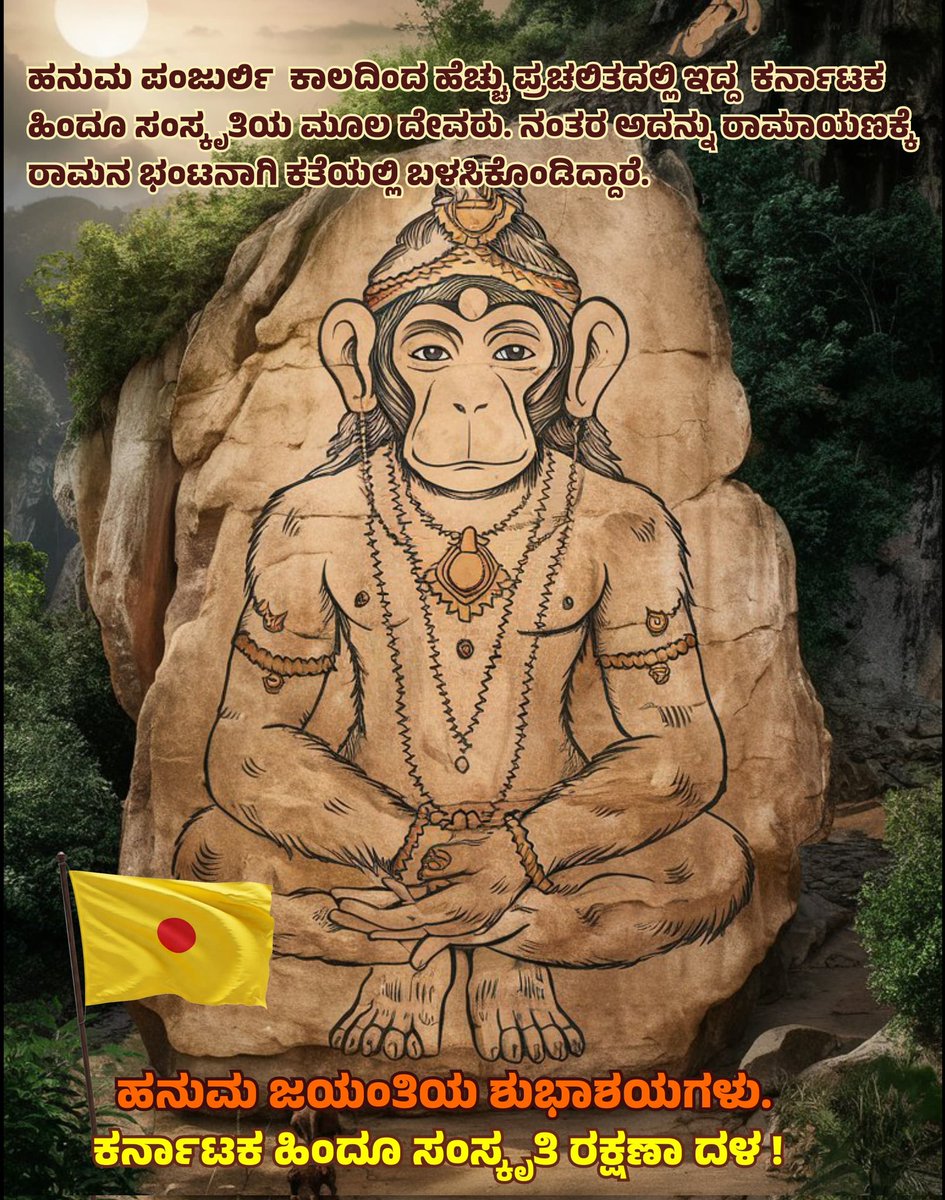 gnan007's tweet photo. 🔱 ರೈತರ ಉಪಟಳ ಕೊಡುವ ಪ್ರಾಣಿಗಳಾದ ಹಂದಿ, ಮಂಗ, ಹಾವು, ಆನೆಗಳನ್ನು ಕನ್ನಡನಾಡಲ್ಲಿ ಪಂಜುರ್ಲಿ ಕಾಲದಿಂದ ಅಂದರೆ ೩೦೦೦ ವರ್ಷದಿಂದ ಪೂಜೆ ಮಾಡಿಕೊಂಡು ಬರುತ್ತಿದ್ದಾರೆ. ಪಂಜೂರ್ಲಿ ಚಾಲುಕ್ಯರ, ವಿಜಯನಗರ ಸಾಮ್ರಾಜ್ಯದ ಚಿಹ್ನೆಗಳಲ್ಲಿ ಬಳಸಿಕೊಂಡಿದ್ದಾರೆ.
🔱 ಉತ್ತರದವರು ರಾಮಾಯಣ ಬರೆಯುವಾಗ ಈ ನಾಡಲಿ ಹೆಚ್ಚು ಪ್ರಚಲಿತದಲ್ಲಿ ಇದ್ದ ಹನುಮನನ್ನು ರಾಮಾಯಣ ಪಾತ್ರಕ್ಕೆ ಅಳವಡಿಸಿಕೊಂದಿಡಿದ್ದಾರೆ.
🔱ಹಾಗೆ ಹಂಪಿಯಲ್ಲಿ ಈಗಲೂ ಕರಡಿಧಾಮವಿದೆ. ಅದು ಆಗ ಕಿಷ್ಕಿಂದೆ ಎಂದು ಕರೆಯುತ್ತಿದ್ದದ್ದು. ಜಾಂಬುವಂತರಾಜ ಪಾತ್ರದ ಮನುಷ್ಯನ ಬದಲು ಇಲ್ಲಿ ಪ್ರಸಿದ್ಧವಾಗಿದ್ದ ಕರಡಿಯನ್ನು ಬಳಸಿಕೊಂಡಿದ್ದಾರೆ.
🔱 ಹನುಮ ಪಂಜುರ್ಲಿ ಕಾಲದಿಂದ ಇಲ್ಲಿನ ಕರ್ನಾಟಕ ಹಿಂದೂ ಸಂಸ್ಕೃತಿಯ ಮೂಲ ದೇವರು. ನಂತರ ಅದನ್ನು ರಾಮಾಯಣಕ್ಕೆ ರಾಮನ ಭಂಟನಾಗಿ ಕತೆಯಲ್ಲಿ ಬಳಸಿಕೊಂಡಿದ್ದಾರೆ.
ಹನುಮ ಜಯಂತಿಯ ಶುಭಾಶಯಗಳು.