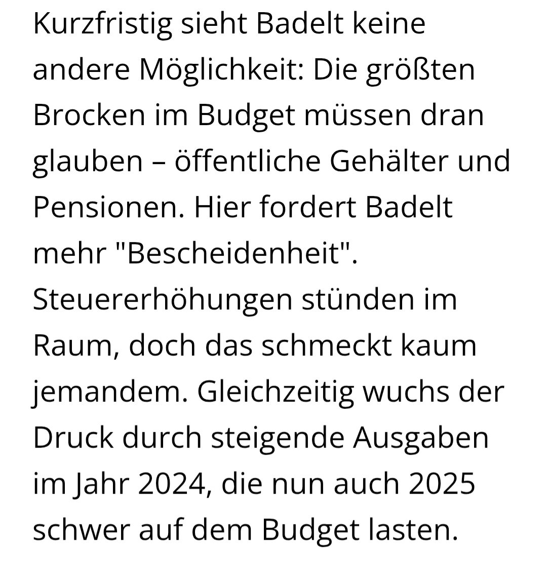 Das Defizit in 🇦🇹 ist jetzt viel größer als 12 Milliarden. Es muss gespart werden, klar. Keiner kommt auf die Idee endlich die Sozialhilfe von nicht Staatsbürger zu streichen (von denen die meisten eh nur kommen zum abkassieren) sondern ua die Pensionen sollen gekürzt werden 😡😡