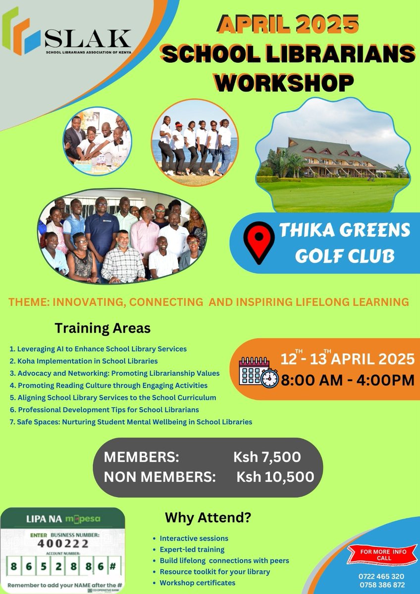schlibrarianske's tweet photo. The wait is over! 

Join us for the spotlight moment as we kick off our 2-day workshop at Thika Green Golf Hotel.

Follow us for more
#SLAKatThika 
#SLAKWorkshop2025 https://t.co/5lJCiTCPZF