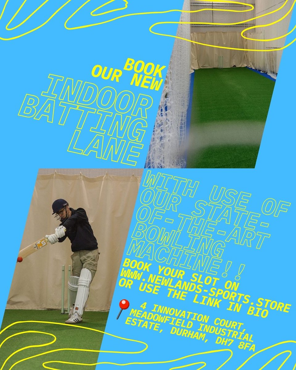 Book your slot now!!!

Please note this batting lane is for batting only, there is no capability for bowling (due to length of lane)

#newlandssports #sportsshop #smallbusiness #batting #cricket #cricketnets #battinglane #durham