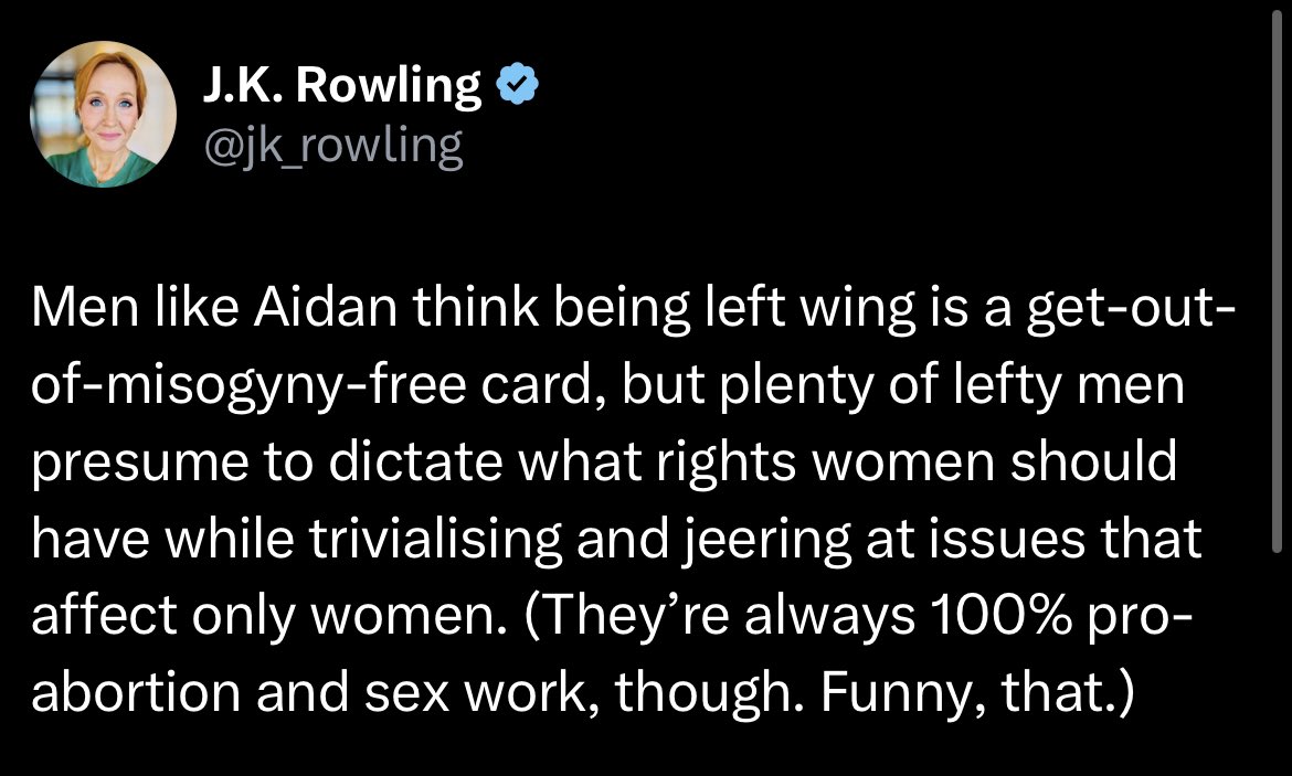 CyberGhostDrake's tweet photo. @jk_rowling Jo, you're don't care about women.
Otherwise you wouldn't imply being pro abortion was a bad thing. Nor would you be dismissive of asexual women 
BTW that fencer already beat ciis men. So stop listening to mouldy walls https://t.co/lHUaspnoI9
