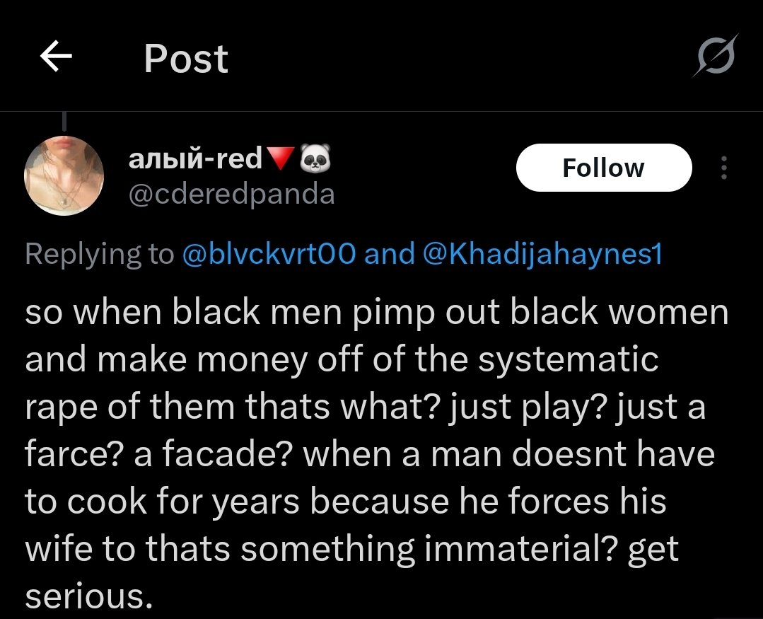 These people uphold the white supremacist narrative of raciacilzed men as brute rapist and killers under the banner of feminism. They hurl these racist tropes against raciacilzed men to justify their lynching and mass imprisonment. These people could care less about Black women.