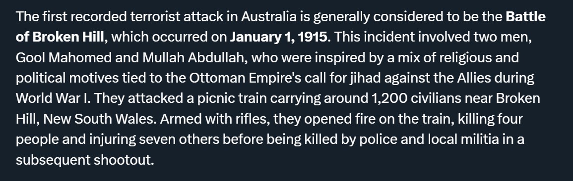 Im_a_Sly_Dog's tweet image. Muslims owe Australians the apology not the other way around. They introduced Australia to terrorism back in 1915 and haven't stopped since.