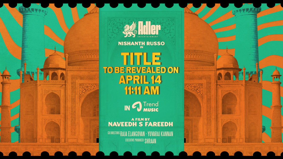 FullOnCinema (@fulloncinema) on Twitter photo #AdlerEntertainment Production No1
A wild Gen Z comedy entertainer Title drops April 14 @ 11.11AM
<a href="/naveedhsfareed/">naveedhsfareedh</a> <a href="/actornishanth/">Nishanth Russo</a> <a href="/RajaMimicry/">Raja Elangovan</a> <a href="/itsshaalini/">Shalini</a> <a href="/varshinivenkat_/">Varshini Venkat</a> @anandpandi40961 @rayeezamd <a href="/renju2786/">RENJITH UNNI</a> <a href="/eega_praveen/">eega_praveen</a> <a href="/yuvaraj_kannan_/">YuvarajKannan</a> <a href="/asulthanrajapro/">A Raja Pro</a> <a href="/trendmusicsouth/">TrendMusic</a> #AdlerEntertainment Production No1
A wild Gen Z comedy entertainer Title drops April 14 @ 11.11AM
<a href="/naveedhsfareed/">naveedhsfareedh</a> <a href="/actornishanth/">Nishanth Russo</a> <a href="/RajaMimicry/">Raja Elangovan</a> <a href="/itsshaalini/">Shalini</a> <a href="/varshinivenkat_/">Varshini Venkat</a> @anandpandi40961 @rayeezamd <a href="/renju2786/">RENJITH UNNI</a> <a href="/eega_praveen/">eega_praveen</a> <a href="/yuvaraj_kannan_/">YuvarajKannan</a> <a href="/asulthanrajapro/">A Raja Pro</a> <a href="/trendmusicsouth/">TrendMusic</a>