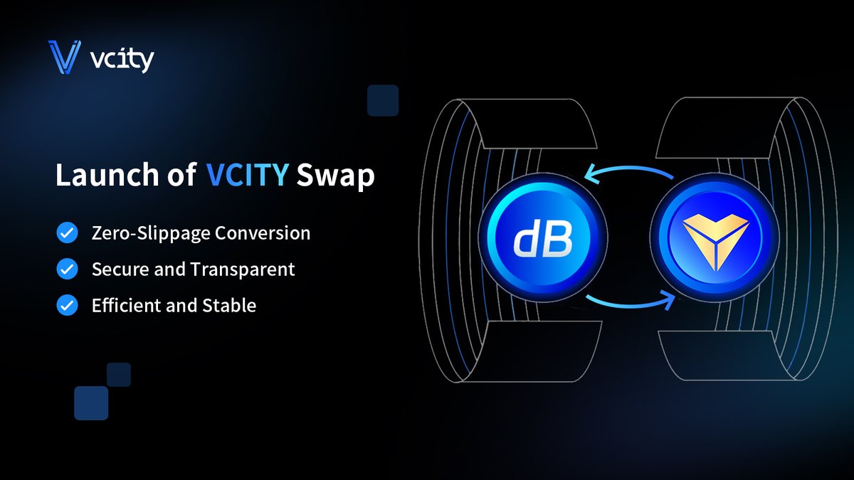 V_VcityGlobal's tweet image. 🚀 VCITY Swap LAUNCHED! dB↔VCITY
🌟Zero-Slippage Swaps
🌟 Dynamic liquidity
🌟 Seamless asset conversion
Boost ecosystem stability, lead Web3 trading innovation. 
Join the #ZeroSlippage revolution!
🔗Details👇
vcity.app
#VCITY #V-Swap #Web3