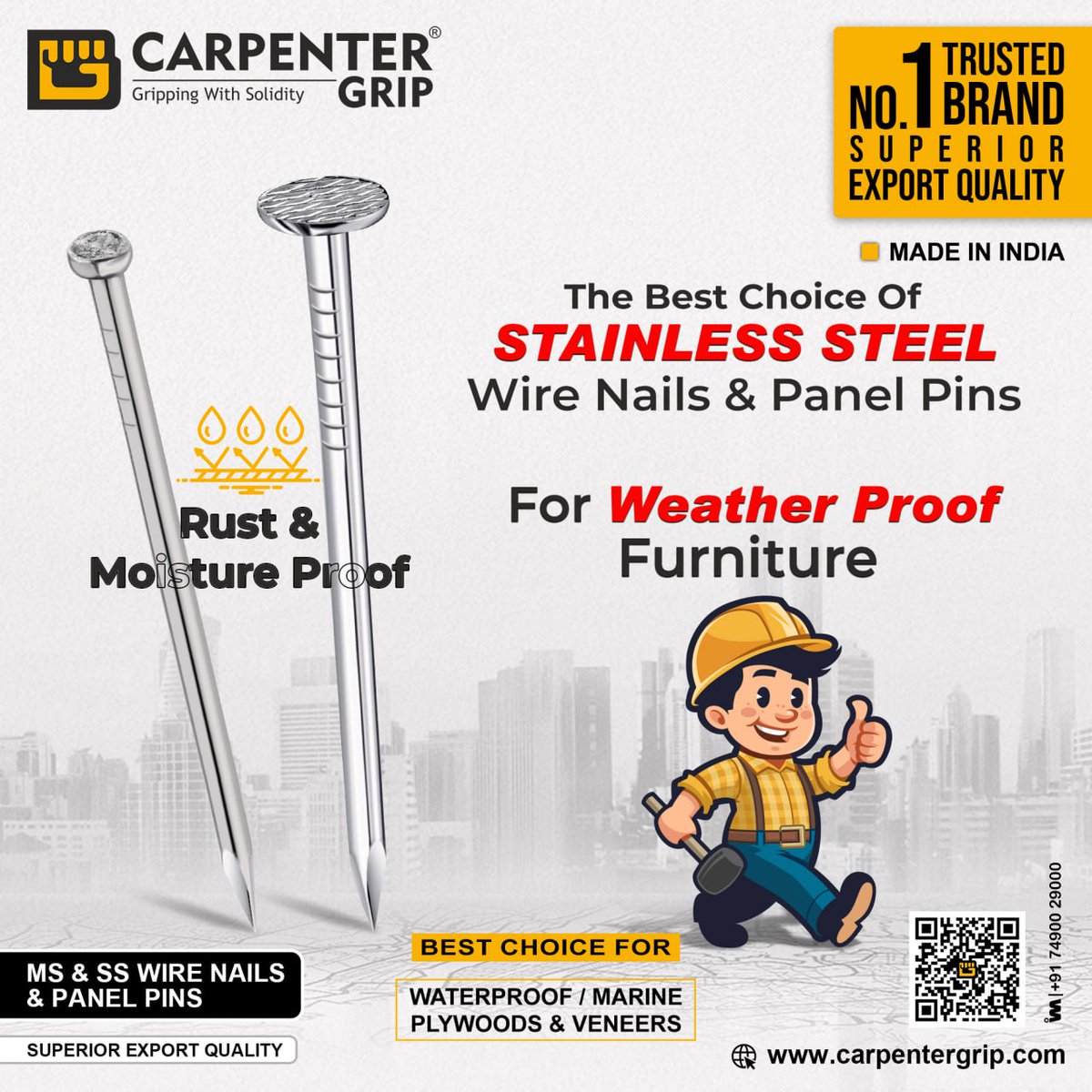 ibais_hardware's tweet photo. CARPENTER GRIP - RAJKOT

For enquiry via WhatsApp click:
https://t.co/2FO5gGKI8L

Helpline No.: +91 87800 38150
#wirenails #furniturefitting #hardwarefitting #ssnails #manufacturer #furniturenails #hardwarenails 
.
@ibais_hardware
@CarpenterGrip https://t.co/W9CZziIkWS